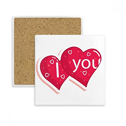 Dessous de verre absorbant double cœur Saint-Valentin pour table basse - 2