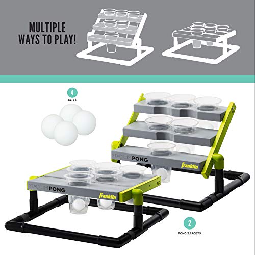 franklin sports stadium cup pong set - jumbo 6 cup pong game set with cups  stand - fun indoor  outdoor tailgate game