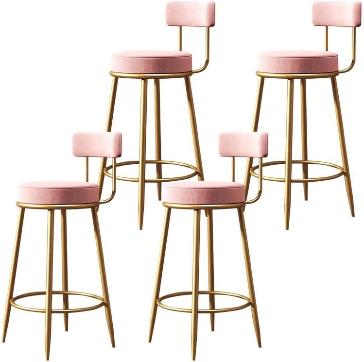 CraftThink Modern Bar Stools Counter Stool, Home Side Chair Gold Velvet Round Low Back Counter Stool with Iron Legs Dining Chairs for Bar Stool Indoor Home, White 1 Piece Counter Stool(26" H)