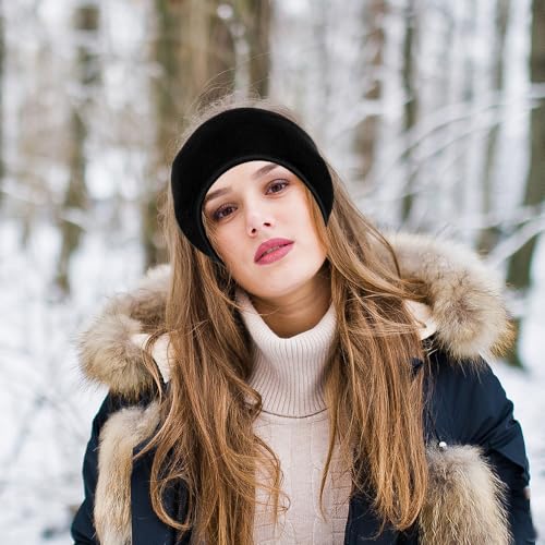 Image of Ear Warmers Headband, KOMAKE 2 Pack Earmuff Headband Fleece Earmuffs Running Headband Winter Ear Covers Moisture Wicking Sweatband Ski Sport Headband For Men & Women (Black+Gray)