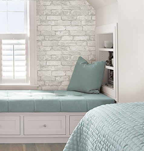 Nuwallpaper Nu3010 Grey And White Brick Peel & Stick Wallpaper, Multicolor #TOP3