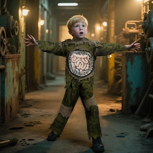 Disfraz de esqueleto con máscara zombie para niños miniatura 3