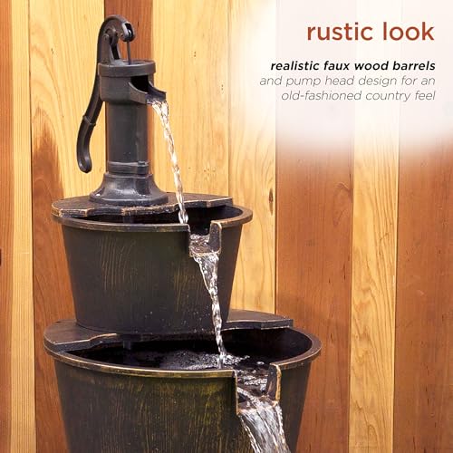 image for Alpine Corporation TEC234BR Outdoor Floor Tiered Rustic Pump and Barre