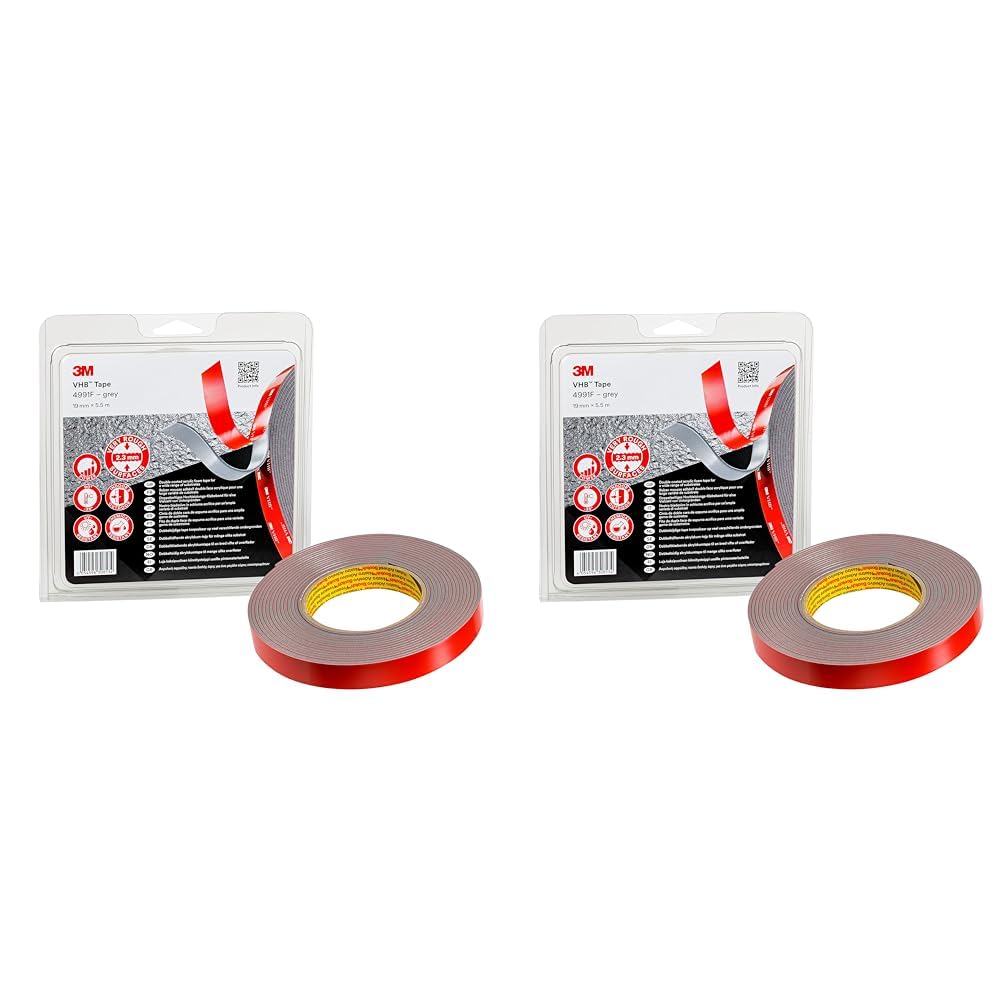 3M VHB 4991F Montage Klebeband doppelseitig - starke und dauerhafte Verbindung von Aluminium, Edelstahl, verzinktem Stahl, Polycarbonat oder ABS - 19mm x 5.5m, Grau, Dicke: 2.3mm (1-er Pack)