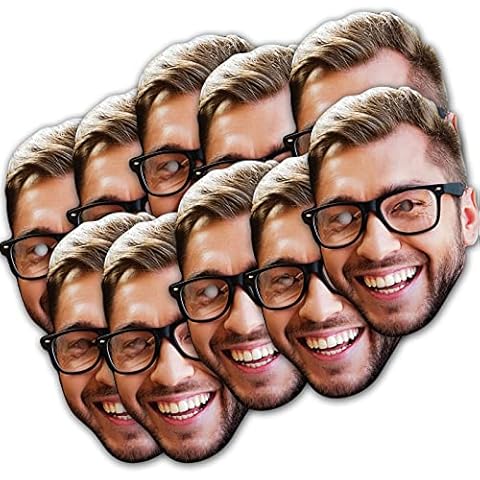 Printster 10x DIY Personalised Custom Photo Face Masks - Hen, Stag, Birthday Party - Self Assembly Kit Cover