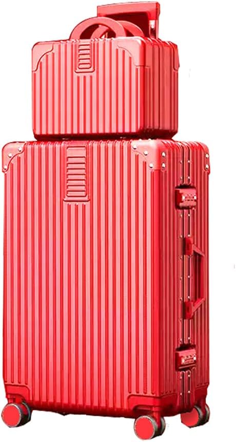 Suitcase Large Luggage 4 Wheels Lightweight Zipperless Hardshell Lightweight Luggage Sets 2 Piece,Red,26in