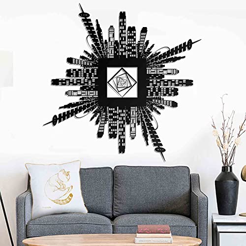 Metal City Wall Decor Abstract Square Black Metal Wall Art Home Decor Living Room Office Dining Metal Modern Design Sculpture Minimalist Wall Decor Bedroom Wall Decor (22In W*22In L, Square City Style) #TOP15