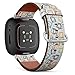 CJBROES Replacement Leather Watch Band, Compatible with Fitbit Versa 3 and Fitbit Sense of Wristband Bracelet Accessory - Colorful Square Shapes