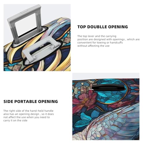 Stained Glass Cockatoo Elastic Travel Luggage Covers Dustproof Scratch-Resistant Suitcase Protector Fit 22-24 Inch3