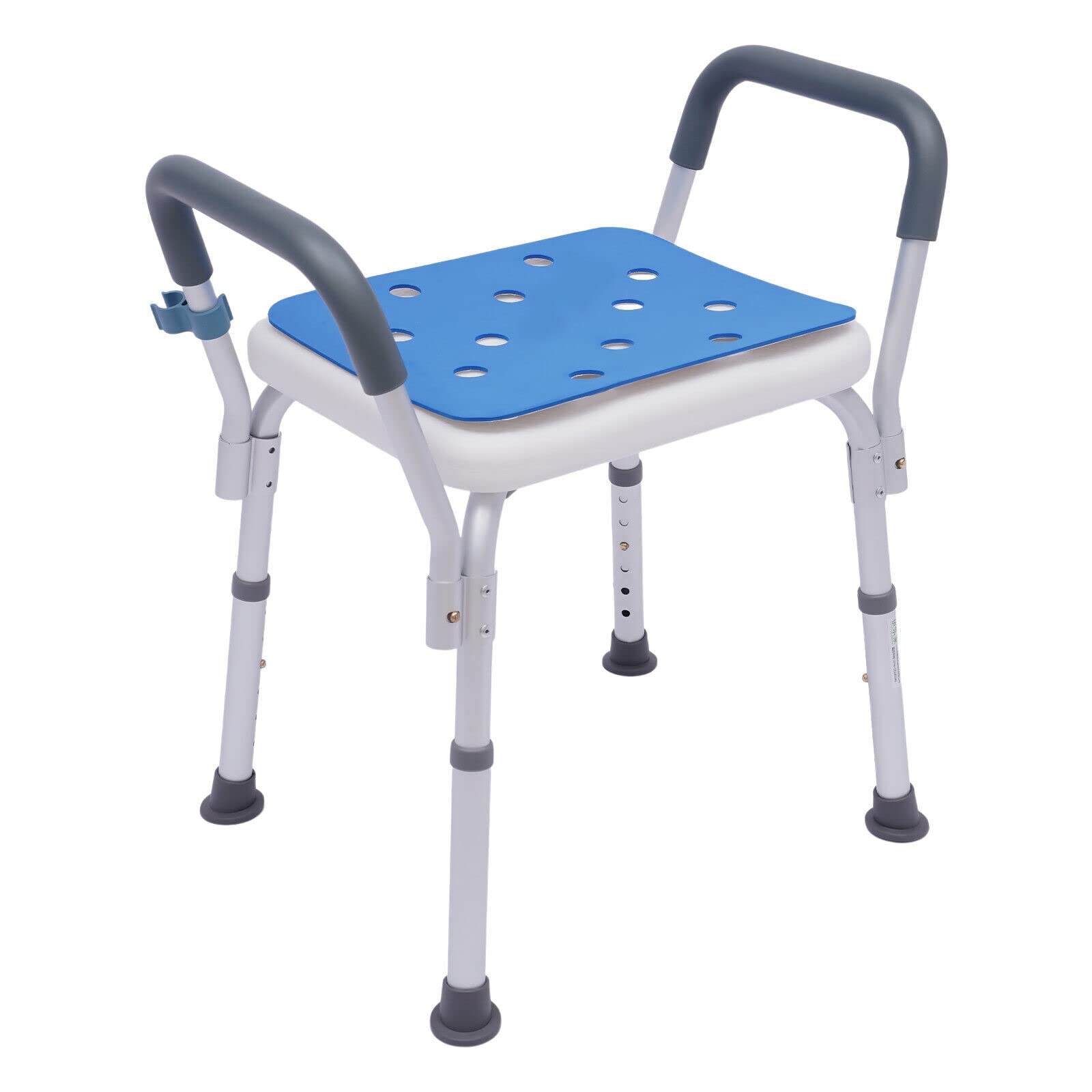 Taburete de baño con ayuda de ducha extraíble con reposabrazos, altura regulable, 150 kg, para personas mayores, embarazadas, discapacitados
