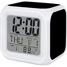 Black Square Digital Alarm Clock, Solid Color Farmhouse Black LED Bedside Clock with Silent Non-Ticking Movement & Adjustable Glow Night Light, Easy to Set for Bedroom, Kids/Teens/Seniors