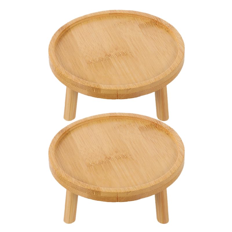 Image of balacoo Solid Wood Plant Stand 2 Pack 5.11 inch Flower Pot Stand and Plant Riser for Indoor Use Wooden Holder for Living Room Balcony Desk Window Sill Natural Finish