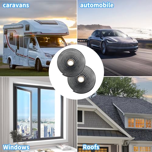 NCZCDZSW Butylrundschnur Klebeband 8mm x 8m Butylschnur Butyl Klebeband Schwarz Butyl Dichtband Wasserdichtes Butylkautschuk zum von Kfz Rücklichter Headlights Fenstern Türen Windschutzscheibe