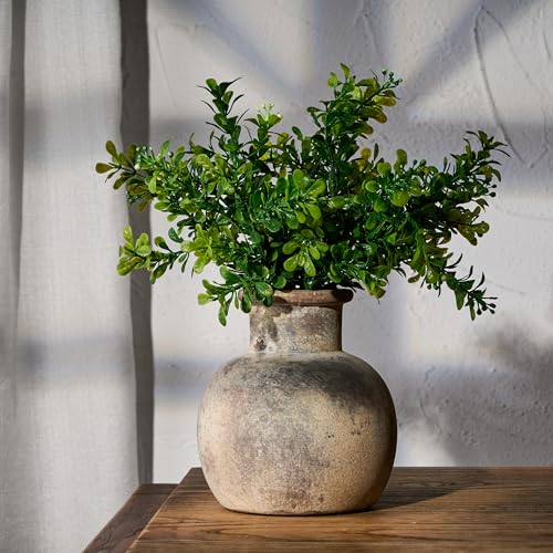 PORCER Vase en céramique antique de 15,2 cm, vase en terre cuite Boho décoration de ferme vase rustique pour décoration de la maison, salon, entrée, mariage - gris