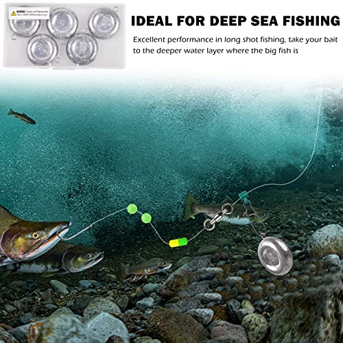 Coin Fishing Sinker Weights Round Flat Fish Weight Sinkers Saltwater For Bottom Fishing （3Oz, 5Pcs #TOP4