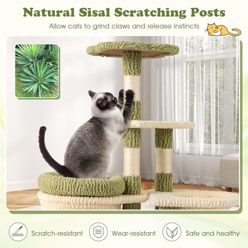Tangkula Torre para Gatos Verde Multi-Nivel con Rascadores y Hamaca miniatura 7