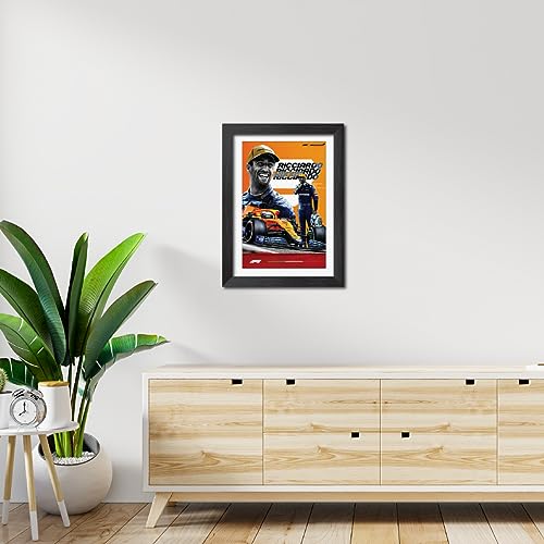 Image of TenorArts Daniel Ricciardo Poster F1 Driver Posters Formula One Photo Frame Painting with Matt Finish Black Texture (12 inches x 9inches)