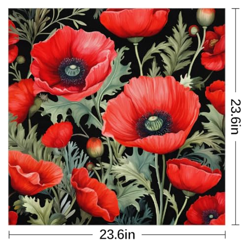 Red Poppy Flowers Pattern Silk Scarf for Women Girls Hair Head Silk Scarf Square Purse Satin Scarves Bandana Wraps2