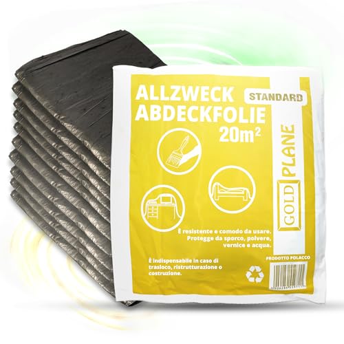 ToolSpace SUPERDICKE Abdeckfolie 10er Set Malerfolie 4 x 5m PE-Folie Stark Malerfolie Staubschutzfolie Plastikplane Baufolie Tapete Baufolie Allzweck-Folie Malerplane Renovierung Malerarbeit, wie Tarp