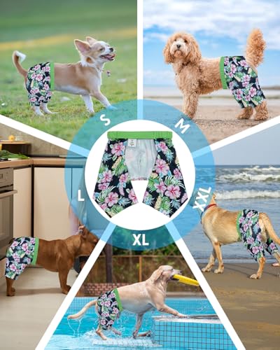 Image of CuteBone Dog Swim Trunks Swimsuit Durable & Comfortable - Quick-Dry, Adjustable Waistband Shorts, UV Protection Bikini- Perfect for Beach, Pool & Outdoor Fun, Hawaii DST04S