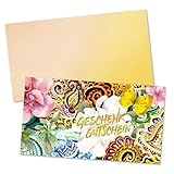 GESCHENKGUTSCHEINcom by POS-HAUER. Gutschein-Set. 25x Gutschein + Kuvert. Für Modeboutiquen Textilwaren Schneiderei Einzelhandel, blanko zum selber Ausfüllen.