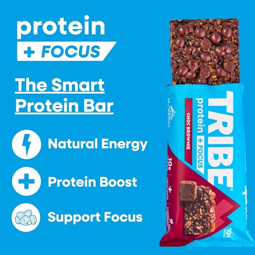 TRIBE Protein + Focus Flapjack Bar - Choc Brownie - High Protein Snack - 9 Energy & Focus Nutrients - 10g Protein, Lions Mane, Plant Based, Vegan Snack & Gluten Free (60g x 12 Bars) - Image 5