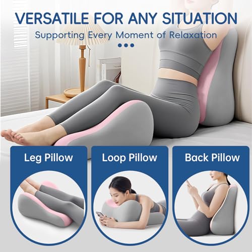 Image of Latex Comfort Pillow for Adults | Supportive Cushion for Pregnancy, Relaxation & Couples | All-Purpose Sleeping & Lounging Pillow with Washable Cover-Pink