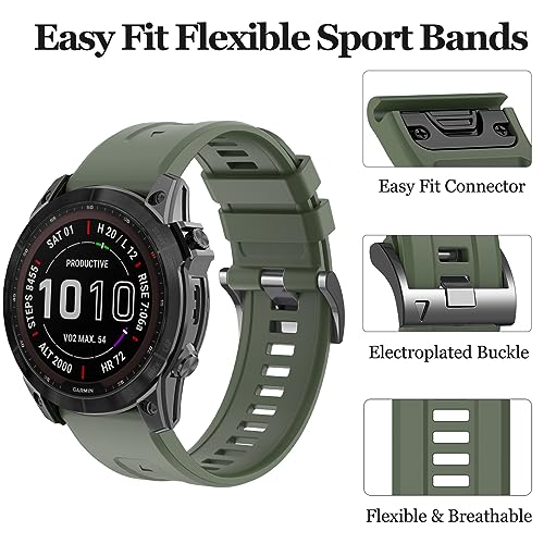 EZMVZKU 26mm Watch Straps Compatible with Garmin Fenix 8 AMOLED 51mm/7X Pro/7X/6X Pro/6X/5X Plus/5X - Image 3