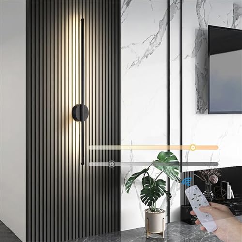 Lámpara de pared LED regulable de 100cm en metal negro para salón