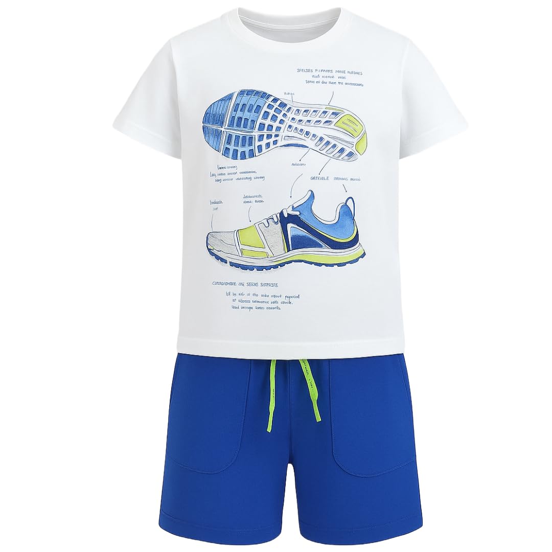 Generico Mayoral Sommer-Set für Jungen mit T-Shirt – elegantes Basketball-Set für Kinder mit T-Shirt und Shorts für Jungen von 3 bis 9 Jahren, 2-teiliges Set Urlaub