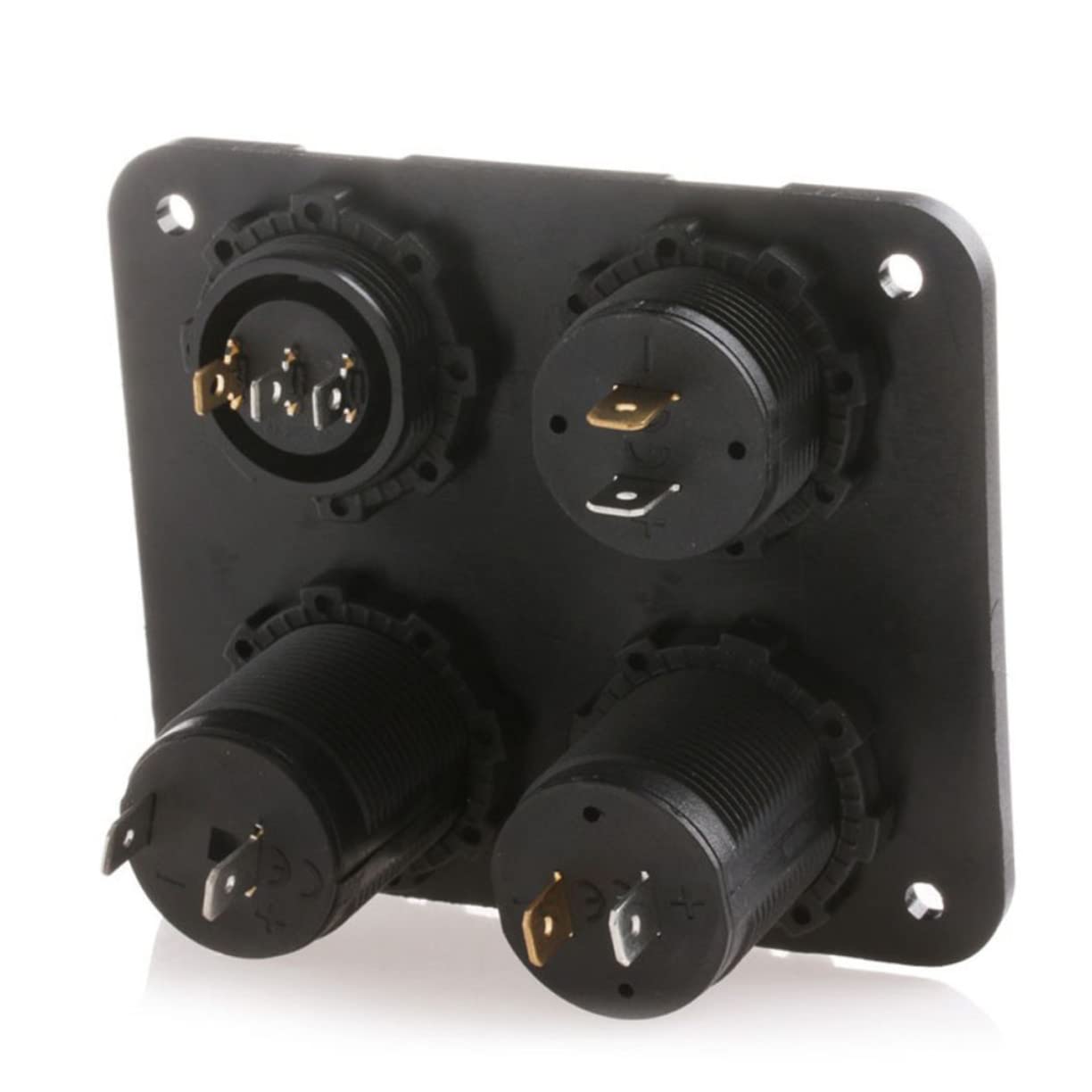 Housoutil 3 Pezzi 4 in 1 Pannello Caricabatteria per Auto E Barca 4 in 1 2.1a Doppio Usb Led Voltmetro Presa di Corrente Voltmetro Usb 12- V