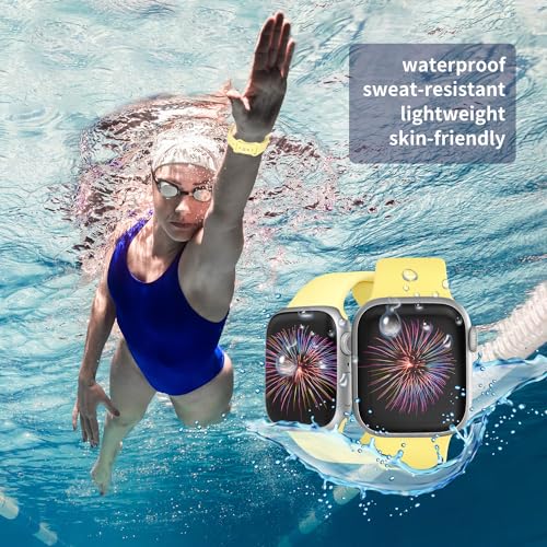 Image of Sport Bands Compatible with Apple Watch Band 38mm /40mm /41mm /42mm /44mm /45mm /49mm Women Men,Soft Silicone Strap Compatible with iWatch Ultra2 /Ultra Series10 /9 /8 /7 /6 /5 /4 /3 /2 /1 /SE Ginger Yellow