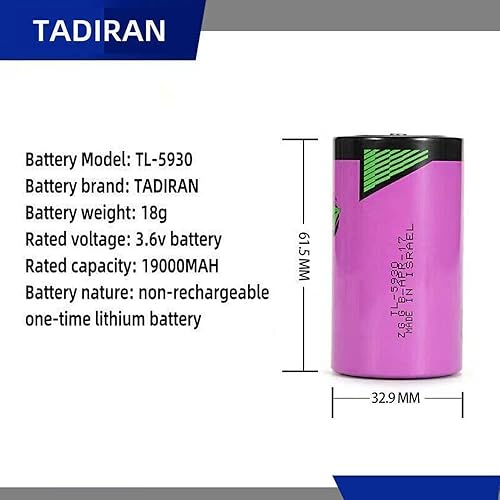 Miniatura 3 de XIAOXX - Batería de cloruro de tionilo de litio (LiSOCL2) de 3.6V 19000mAh TL-5930 (1 unidad) para Tadiran Serie TL-5930 Tamaño D