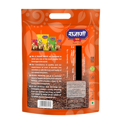 Image of RAJANI Premium Dust Tea Powder (1Kg), Organic Kadak Chai Patti From The Fields Of Assam With Strong & Refreshing Aroma, Long Traditional Chai, No Flavors Added, CTC Process Black Tea
