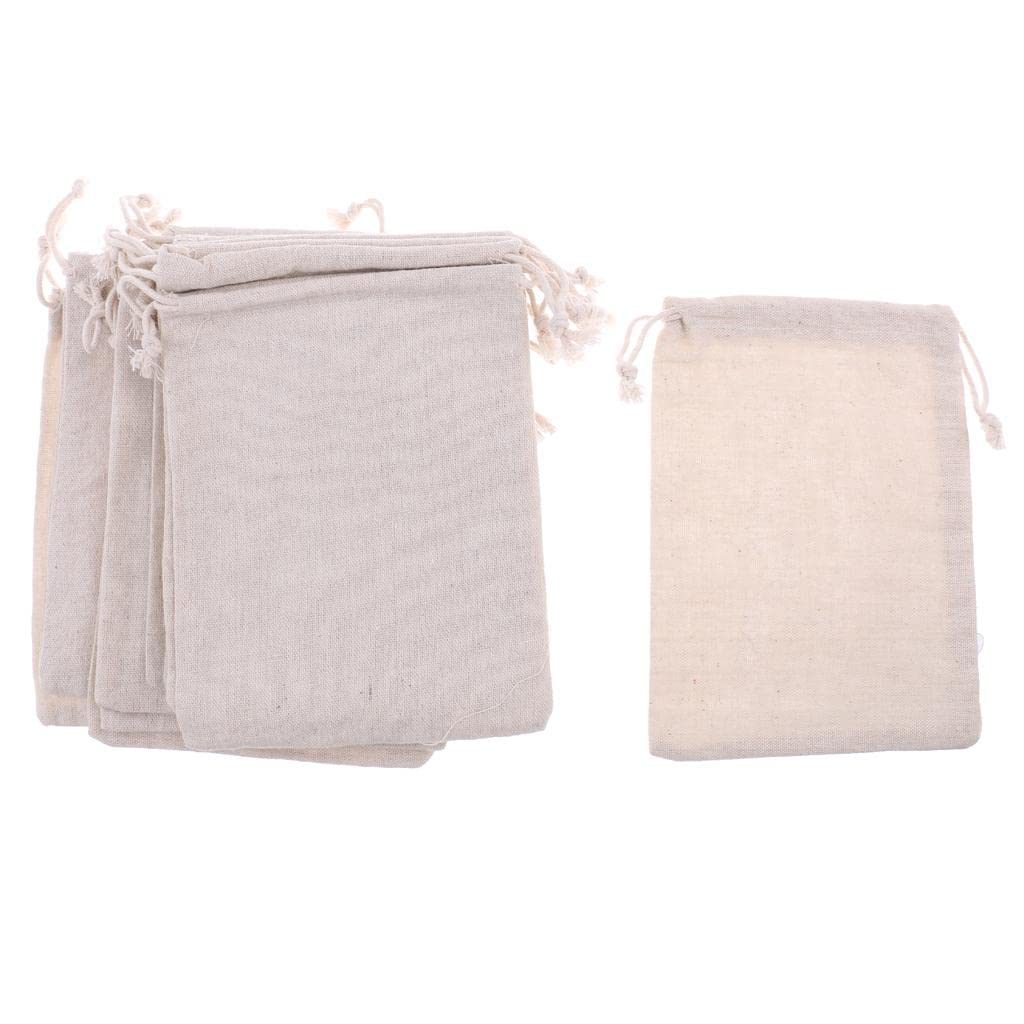 VAAM 12pcs Cotton Line Plain Drawstring Jewelry Pouch Bag Storage Bag 13 x 18cm