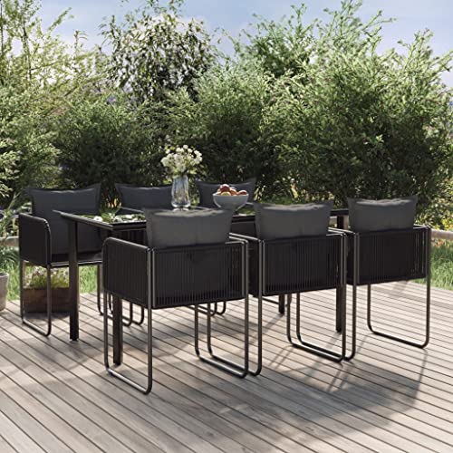 KCCKOM Garden Furniture Set 7 Piece Patio Dining Set Black