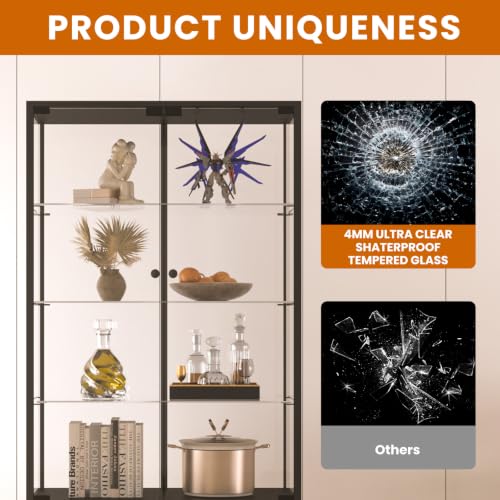 Image of LFT HUIMEI2Y 4-Tier Glass Display Cabinet, Iron Frame Display Case