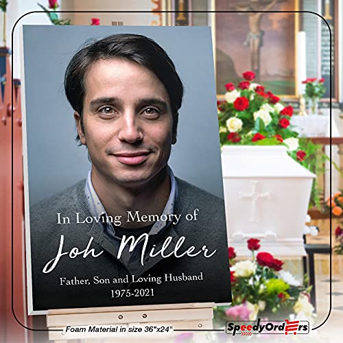 Image of SPEEDYORDERS Custom Funeral Sign - Photo In Loving Memory Sign - Personalized Funeral Reception Signs - Celebration Of Life Funeral Photo Sign