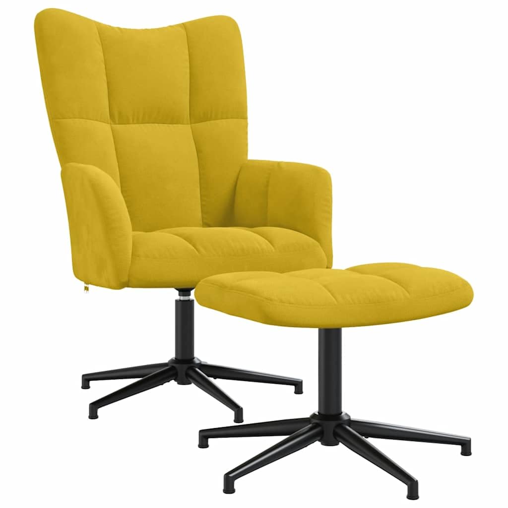 vidaXL Relaxsessel mit Hocker Drehbar Fernsehsessel Polsterstuhl Polstersessel Relaxstuhl Sessel Ohrensessel Armsessel Wohnzimmer Senfgelb Samt