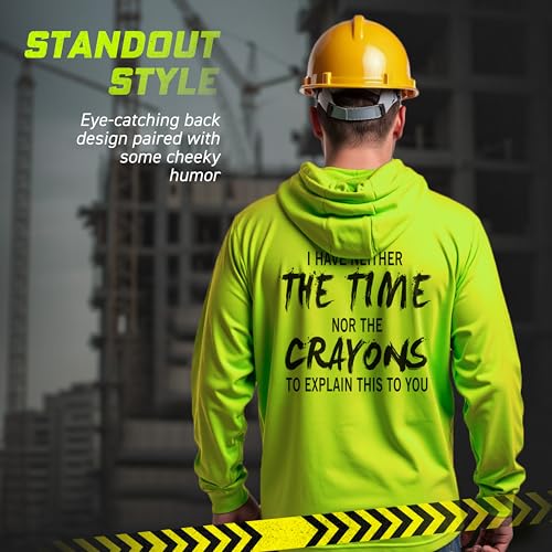 Armed American Supply Hi Vis, Hi Viz Crayons Cotton/Poly Blend Safety Hoodie for Work, Sweatshirt for Men, Safety Yellow3
