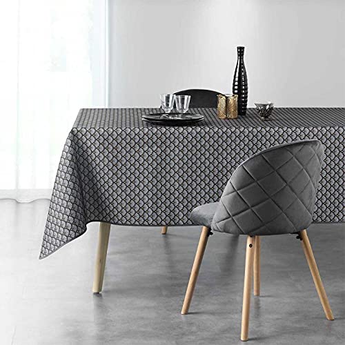 Nappe Artchic XGAGHB 3m50 x 1m50 Gris Anthracite Rectangulaire Anti tache et infroissable en Polyester pour Table à manger