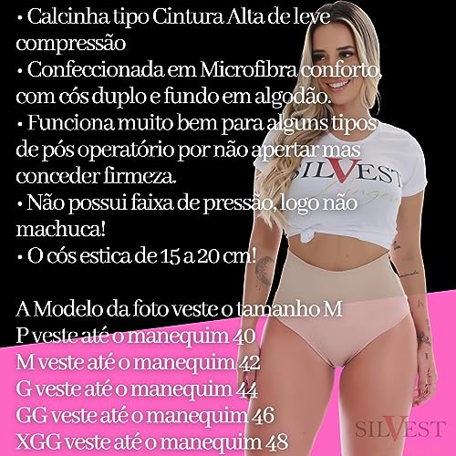 Kit com 4 Calcinhas Segura Cintura Cós Alto | Kit 4un. 5167 Cor:Sortida;Tamanho:M