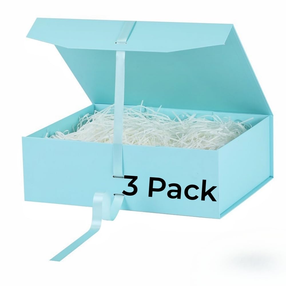 GoooodGift Extra Large Gift Box Blue 3 Pack 16x13.5x5.3 inch Luxury Gift Box for Presents with Magnetic Closure Lid Collapsible,Birthday,Christmas,Wedding,Contains Shredded Paper Filler — image 1