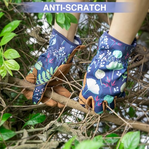 Womens Gardening Weeding Working Gloves, Leather Garden Glove for Women Thorn Proof No Stab for Digging, Planting,Pruning - Image 3