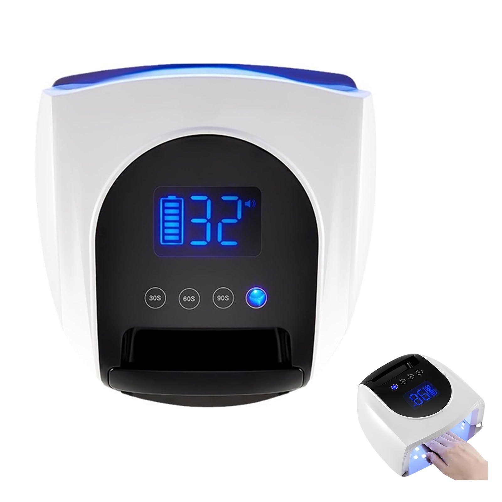 Lámpara de uñas LED UV inalámbrica de 96 W, secador de uñas recargable con 42 cuentas de lámpara, batería de 19200 mAh, 4 ajustes de temporizador y pantalla LCD, base extraíble con sensor automático