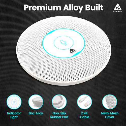 Image of Audio Array USB Plug & Play Conference Mic for Mac OS & Windows | Conference, Recording, Skype, Online Class with Range Upto 5M | One Touch Mute Button & Light Indicator (NOT A Speaker)| AM-C5 White