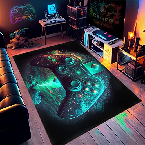 NEBOTON Alfombra de videojuegos para dormitorio de niños, alfombra de videojuegos con diseño temático de juegos, 60 x 40 pulgadas