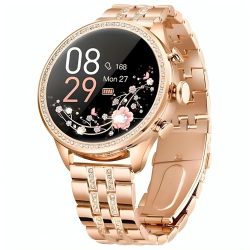 TBUG-Gen-9-Smartwatch-for-Women-with-Metal-Strap-HD-Display-Bluetooth-Calling-100-Watch-Faces-Health-Tracker-Sports-Modes-IP67-Waterproof-Rose-Gold