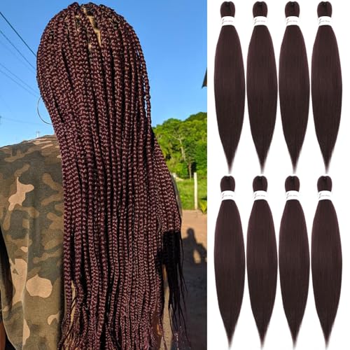 Braiding Hair Pre Stretched 22 Inch 8 Pack Long Professional Pre Stretched Hair For Braiding Soft Yaki Texture Hot Water Setting Synthetic Crochet Braids For Women Girls (22Inch,99J)