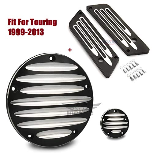 Cubiertas de temporizador derby con cierre de alforja de corte CNC profundo negro para Harley 1999-2006 Ultra Classic Electra Glide EFI FLHTCUI